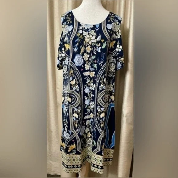 JM Collection Printed Cold-Shoulder Dress - Picture 7 of 8